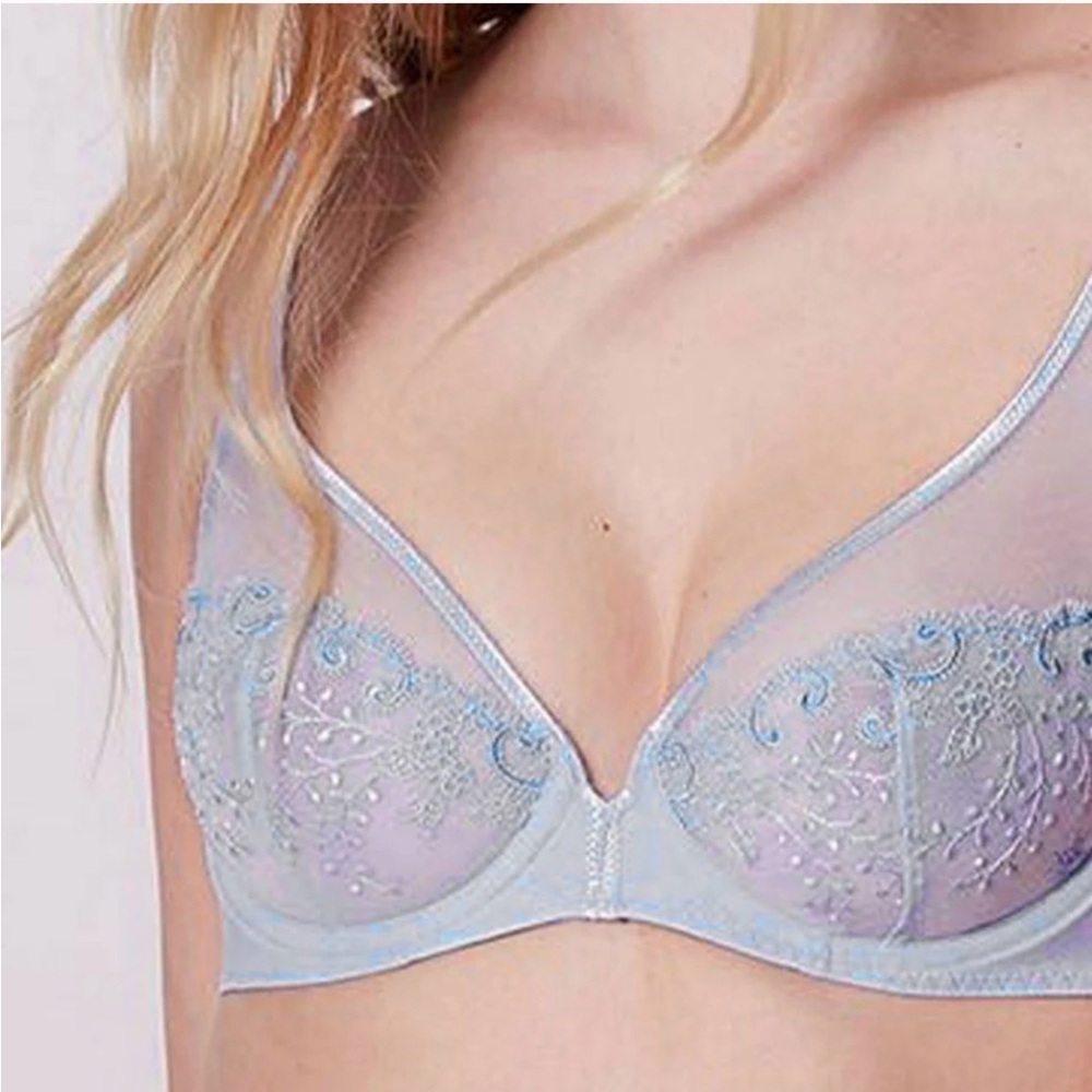 NWT Rare Simone Perele Delice Full Coverage Plunge Bra 30D Cloud